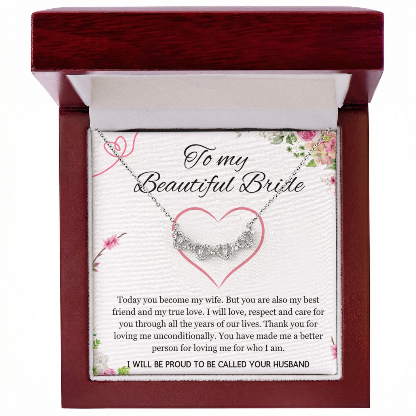 Wedding Day Gift for Bride from Groom, Magnetic Heart Necklace to My Beautiful Wife from Husband Present Jewelry