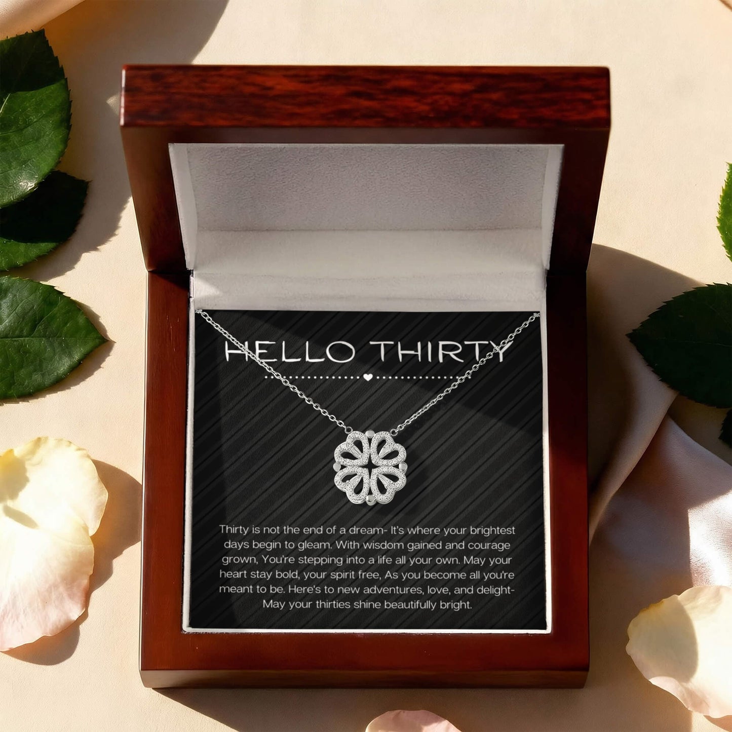 Hello Thirty Necklace, 30th Birthday Gift Jewelry for Her, Turning 30 Present Magnetic Heart Necklace