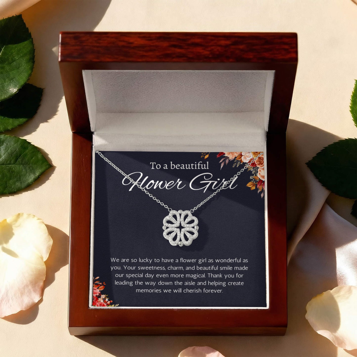 Flower Girl Gift Necklace Flower Girl Thank You Gift Flower Girl Wedding Gift Wedding Bridal Party Magnetic Heart Jewelry