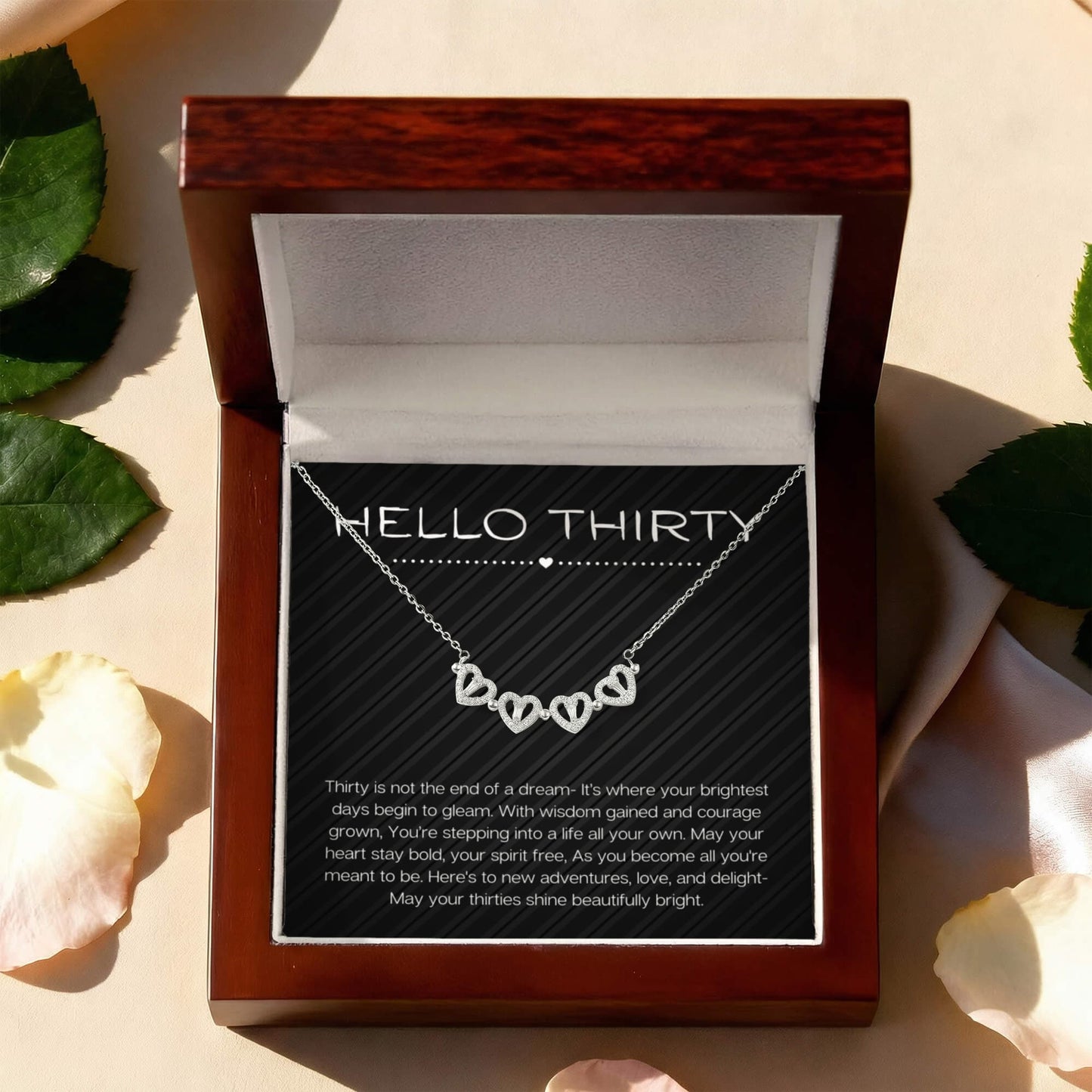 Hello Thirty Necklace, 30th Birthday Gift Jewelry for Her, Turning 30 Present Magnetic Heart Necklace