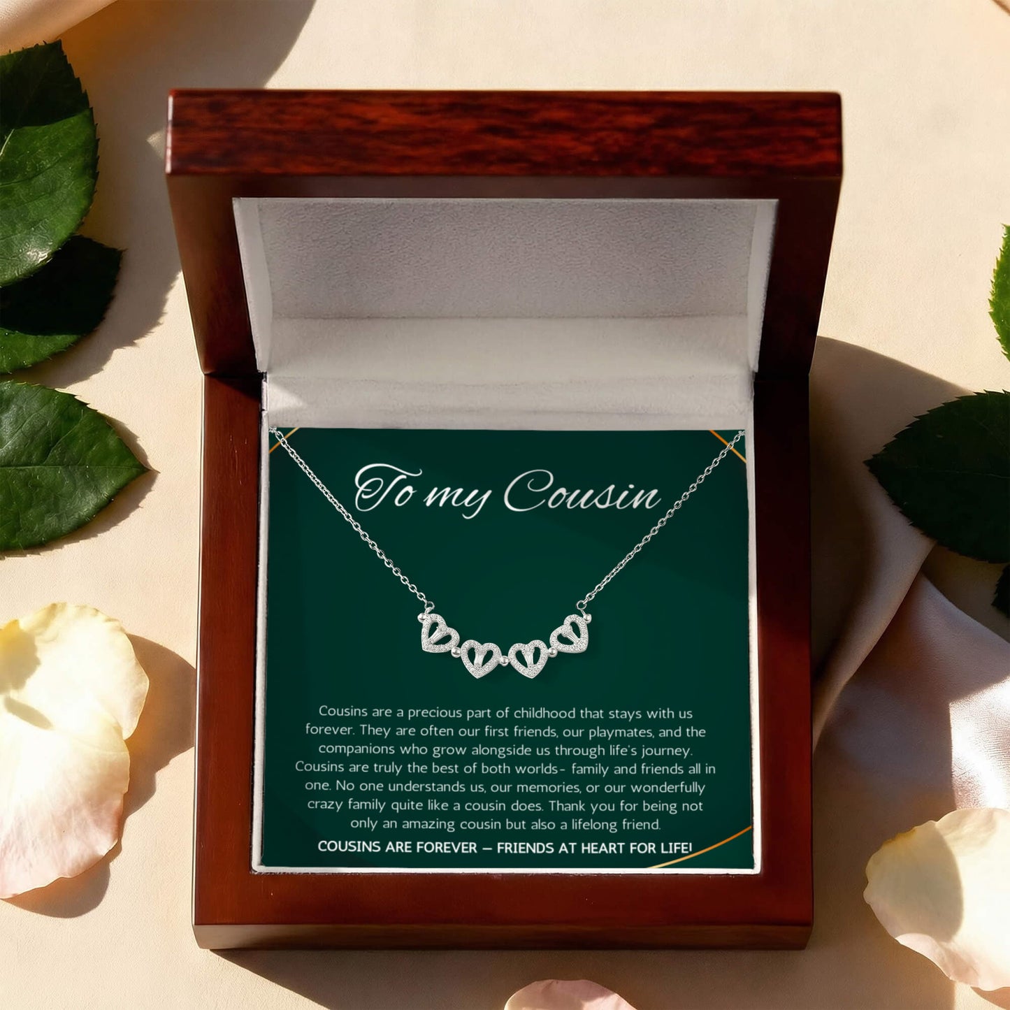Cousin Gift Necklace, Cousin Best Friend Present, Cousins Christmas, Graduation Birthday, Gift Necklace Magnetic Heart