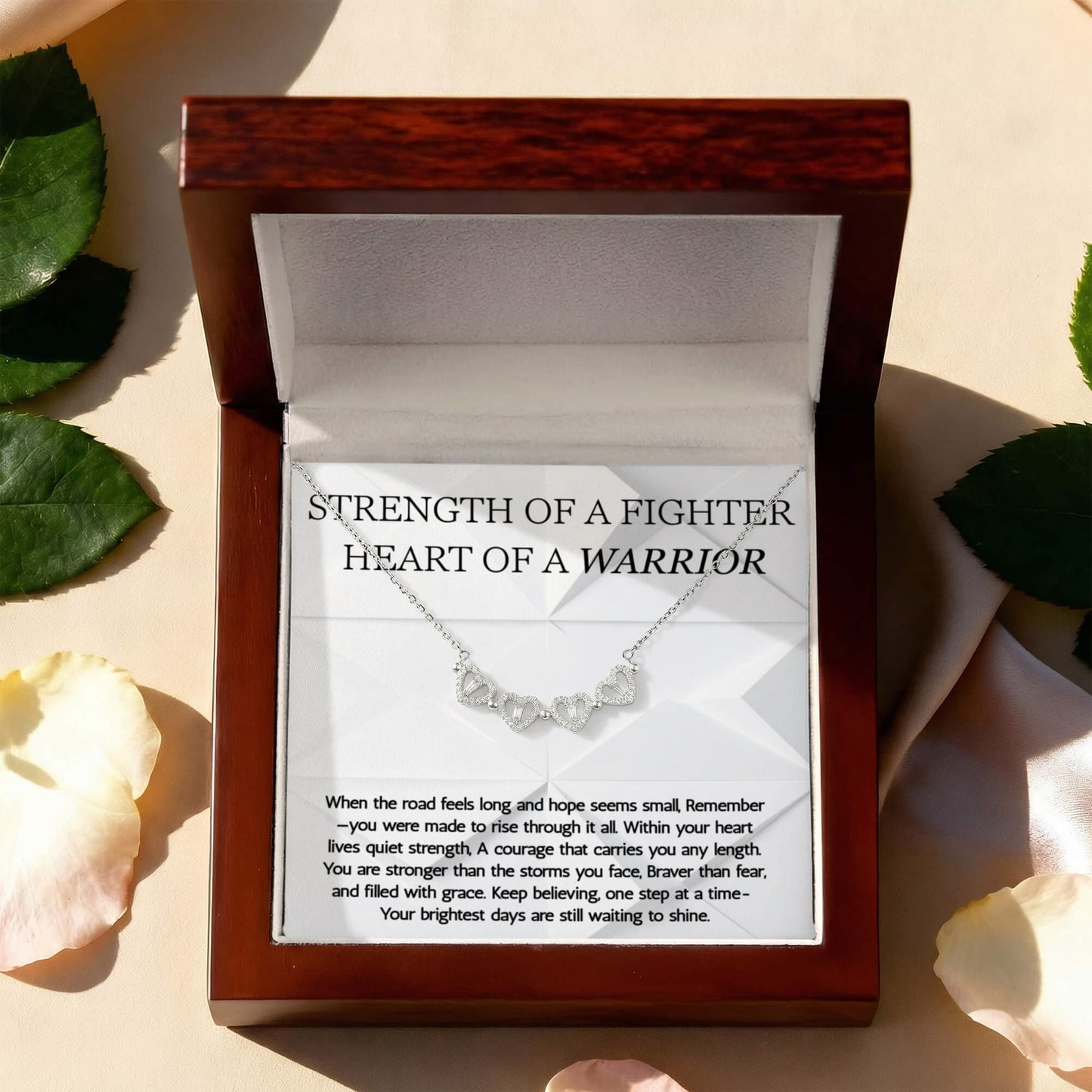 Warrior Magnetic Heart Necklace, Strength of a Fighter Jewelry, Encouragement Gift