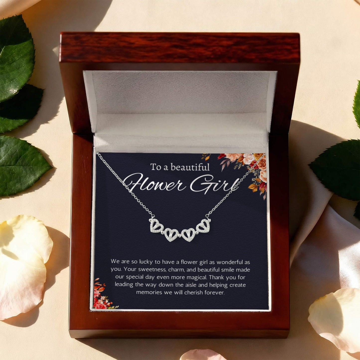 Flower Girl Gift Necklace Flower Girl Thank You Gift Flower Girl Wedding Gift Wedding Bridal Party Magnetic Heart Jewelry