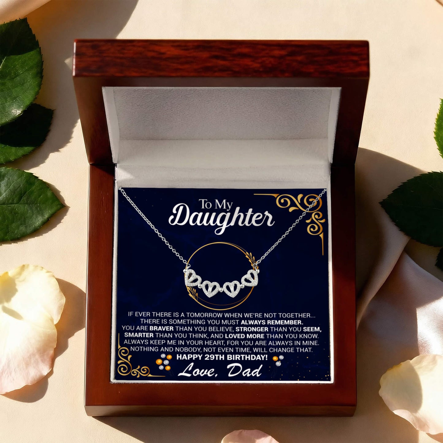 29th Birthday Daughter Gift Necklace, Gift From Dad, Magnetic Heart Jewelry For 29th Birthday Girl, Gift for 29th Year Old Daughter