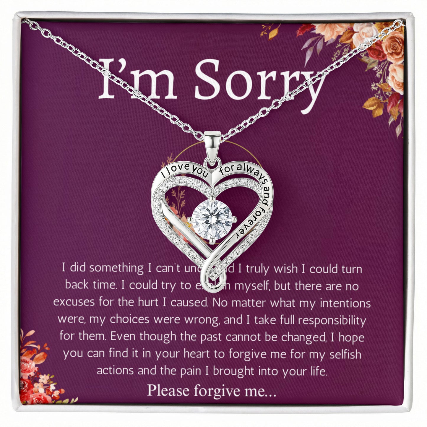 I'm Sorry Gift Apology Gift For Her Love You Always Necklace Please Forgive me Gift Wife, Girlfriend, Friend, Forgiveness Jewelry