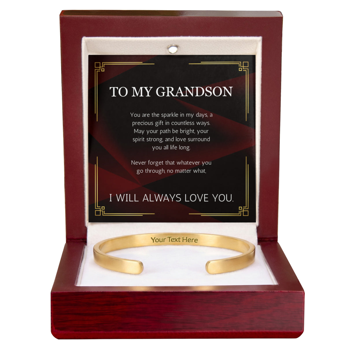 Grandson Gift Custom Engraved Stainless Steel Cuff for Grandson From Grandma Grandpa Nana Graduation Birthday Christmas Gift