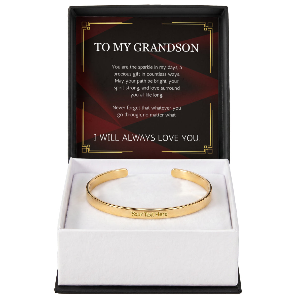 Grandson Gift Custom Engraved Stainless Steel Cuff for Grandson From Grandma Grandpa Nana Graduation Birthday Christmas Gift