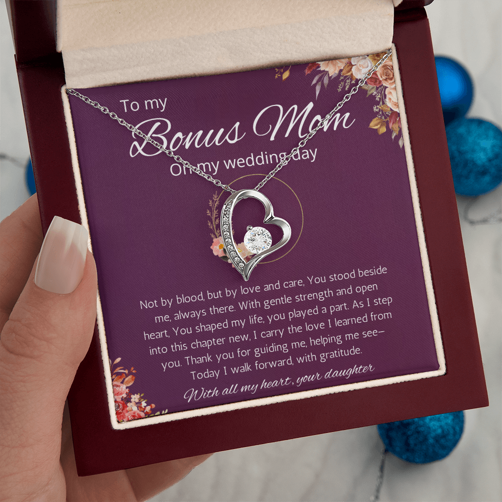 Bonus Mom Gift Necklace from Bride, Step Mother Wedding Gift From bride, Forever Love Gift Necklace From Bride to Stepmom from Stepdaughter