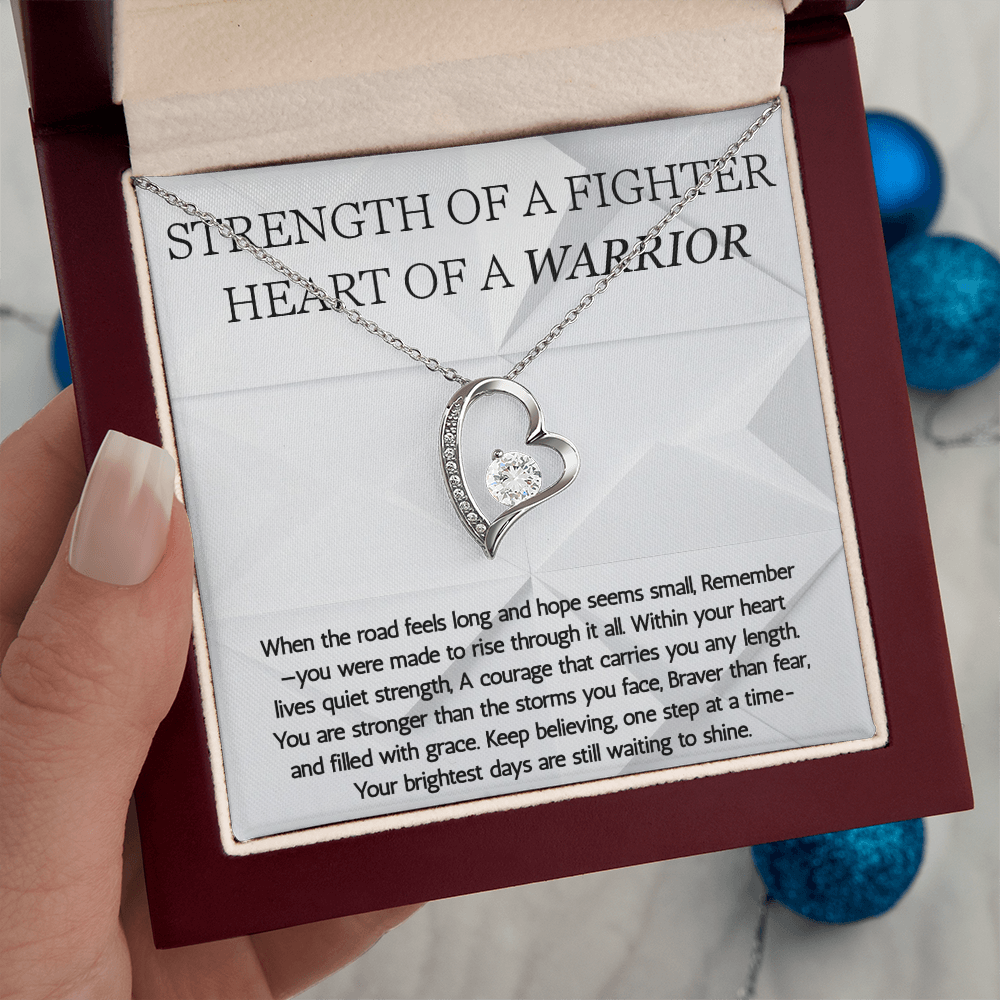 Warrior Forever Love Necklace, Strength of a Fighter Jewelry, Encouragement Gift
