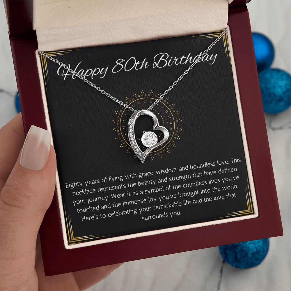 80th birthday gift for women, 80th birthday gift for mom, grandma, nana, Solitaire Crystal Necklace, 80th birthday jewelry necklace, turning 80