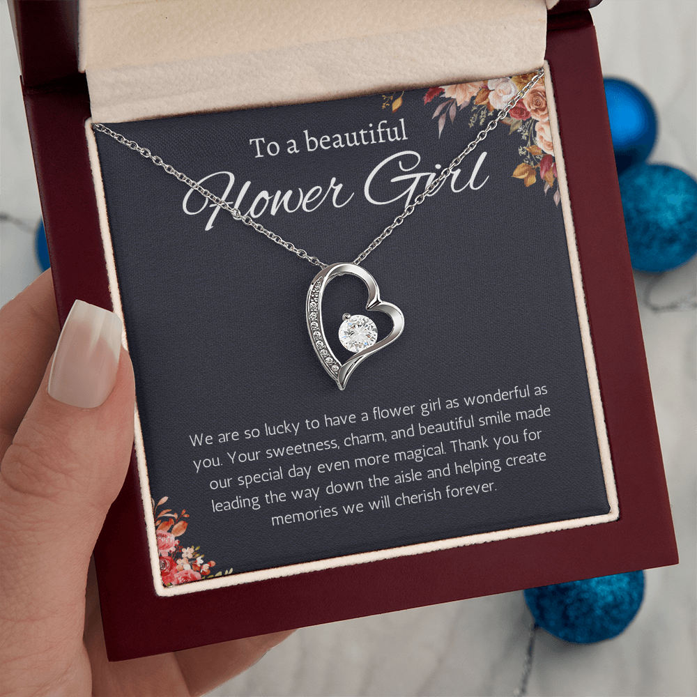 Flower Girl Gift Necklace Flower Girl Thank You Gift Flower Girl Wedding Gift Wedding Bridal Party Forever Love Jewelry
