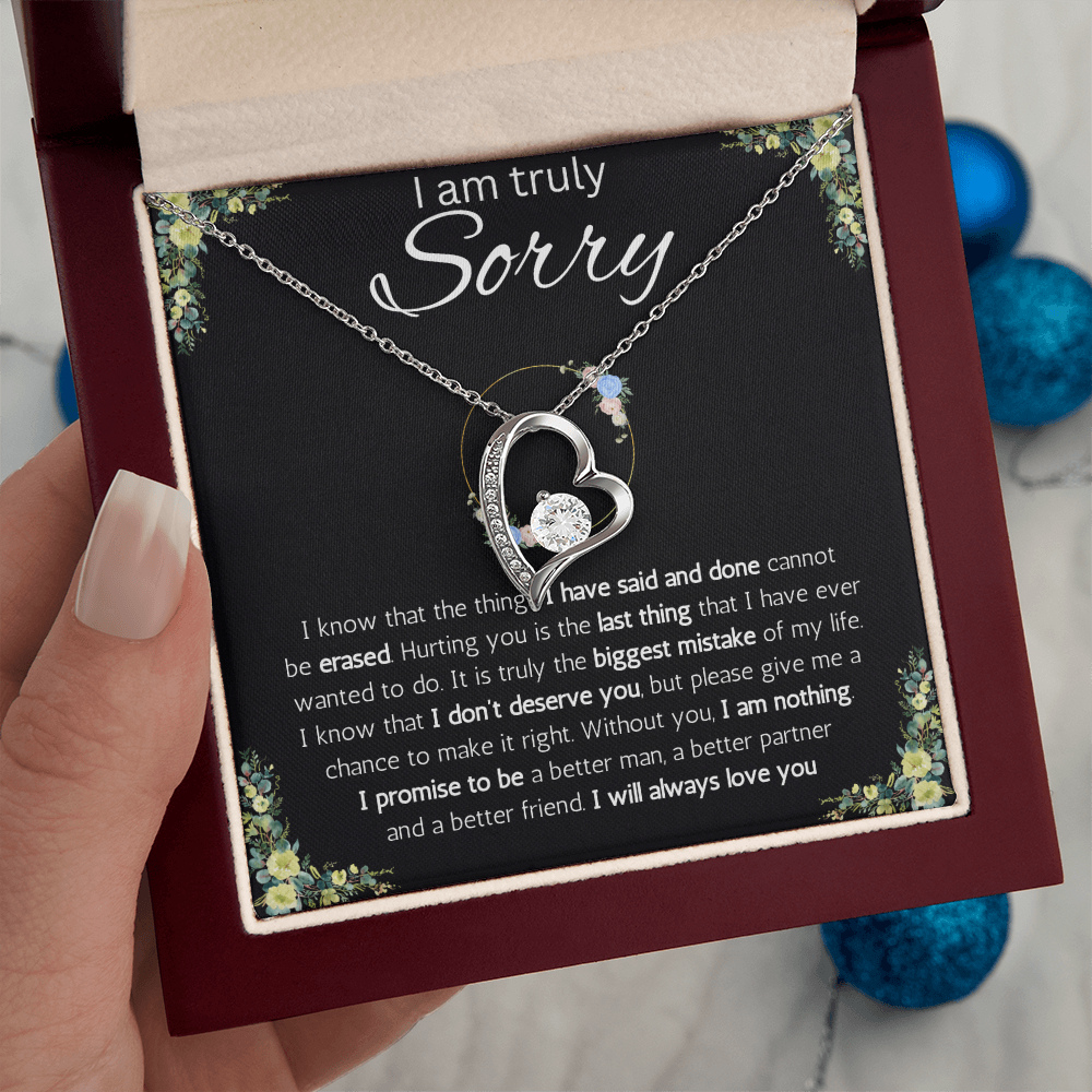 I'm sorry gift for her, apology gifts for her, i love you, i'm sorry gift necklace, sorry, forgiveness Solitaire Crystal necklace with message card