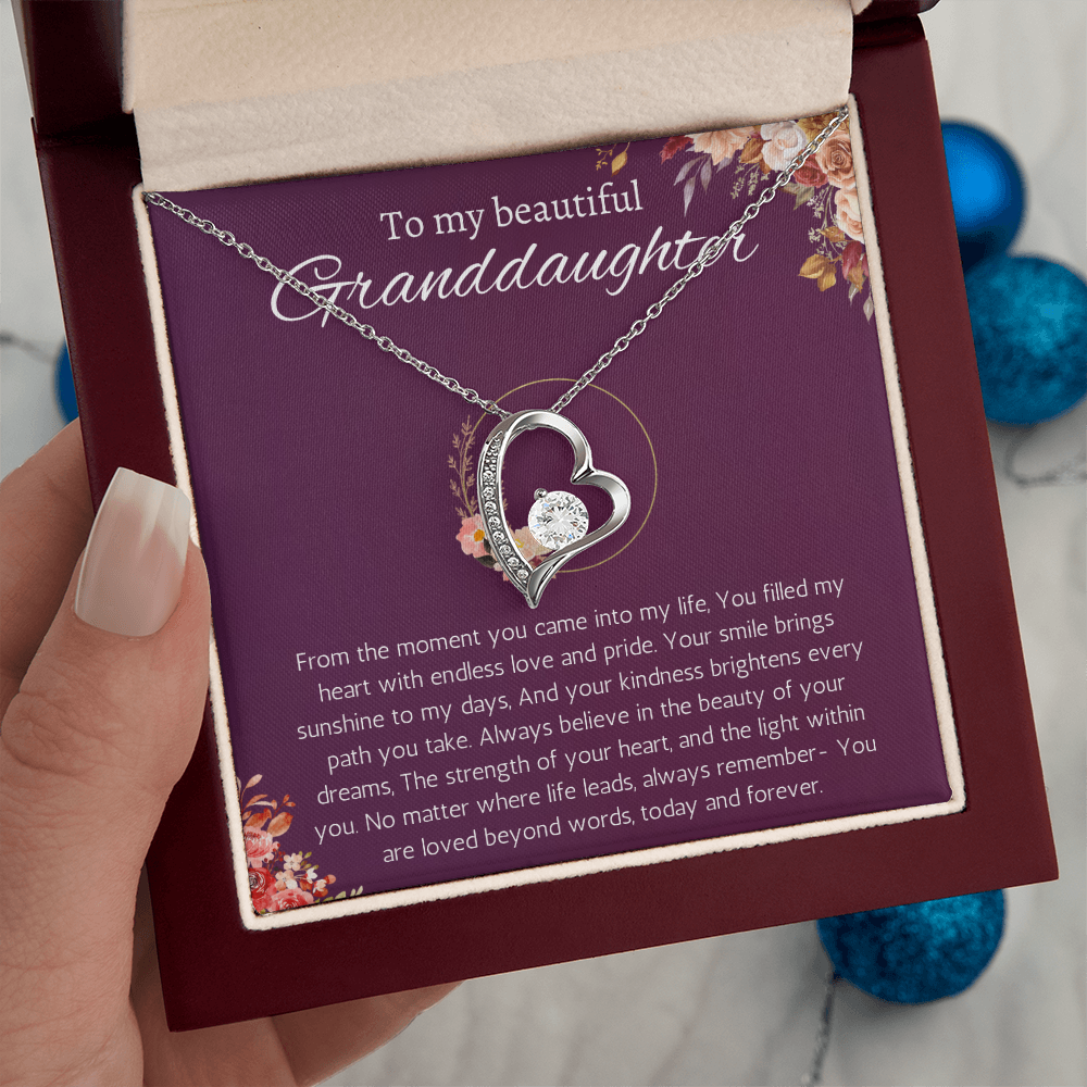 Granddaughter Gift Necklace for Birthday Christmas, Valentines, Mothers Day, Graduation Jewelry from Grandpa Grandma forever Love