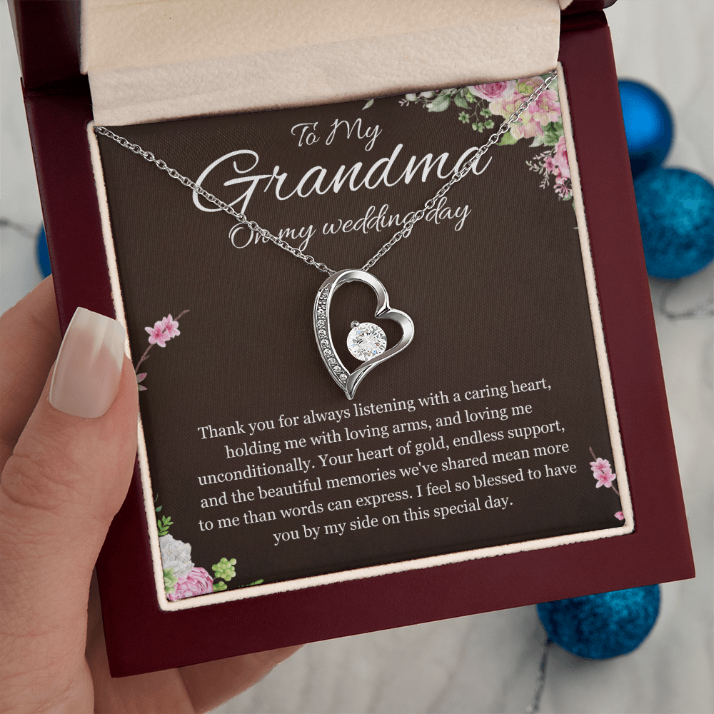 Grandmother of the Bride Gift Necklace Gift to Grandma on Wedding Day Bride Jewelry Forever Love Present