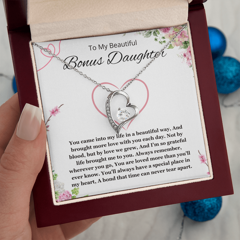 Step Daughter Gift Necklace Bonus Daughter Jewelry  Stepdaughter Gift from step mom stepdad forever Love
