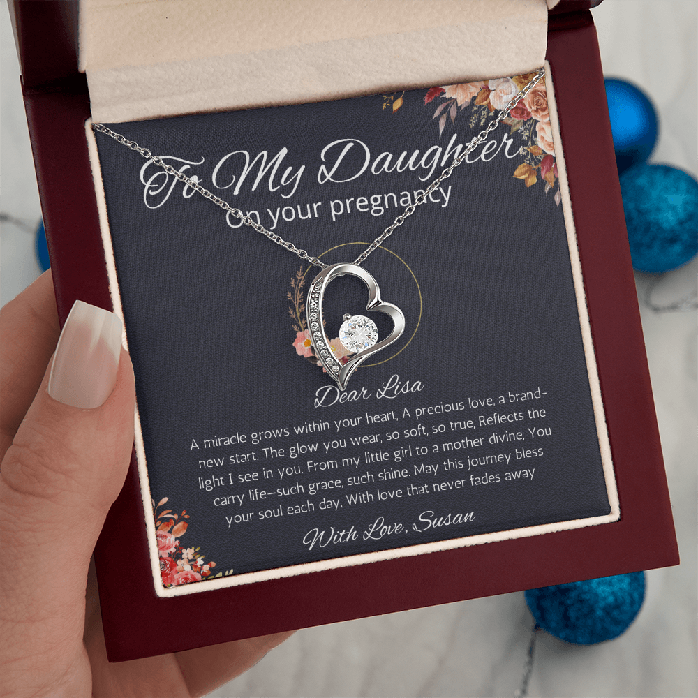 Daughter Pregnancy Gift Necklace, Personalized Gift From Mom, Baby shoer Gift  Forever Love Jewelry for  Pregnant Daughter Gift from Mom
