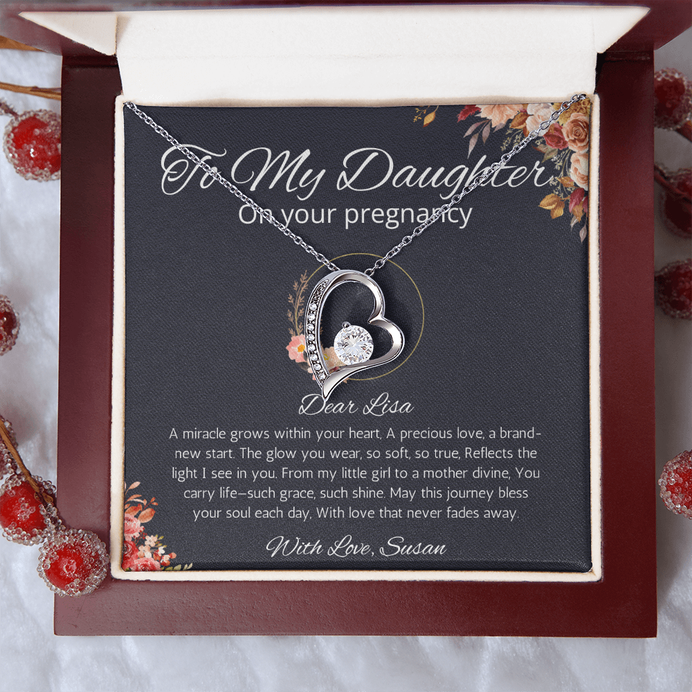 Daughter Pregnancy Gift Necklace, Personalized Gift From Mom, Baby shoer Gift  Forever Love Jewelry for  Pregnant Daughter Gift from Mom
