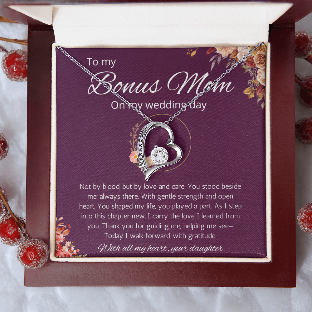 Bonus Mom Gift Necklace from Bride, Step Mother Wedding Gift From bride, Forever Love Gift Necklace From Bride to Stepmom from Stepdaughter