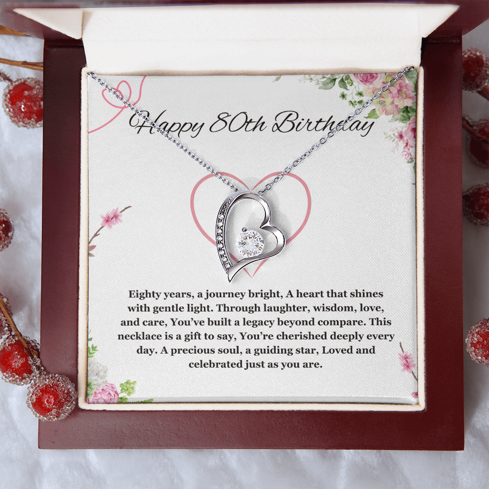 80th birthday gift for women, 80th birthday gift for mom, grandma, nana, Forever Love gift necklace, 80th birthday jewelry necklace, turning 80