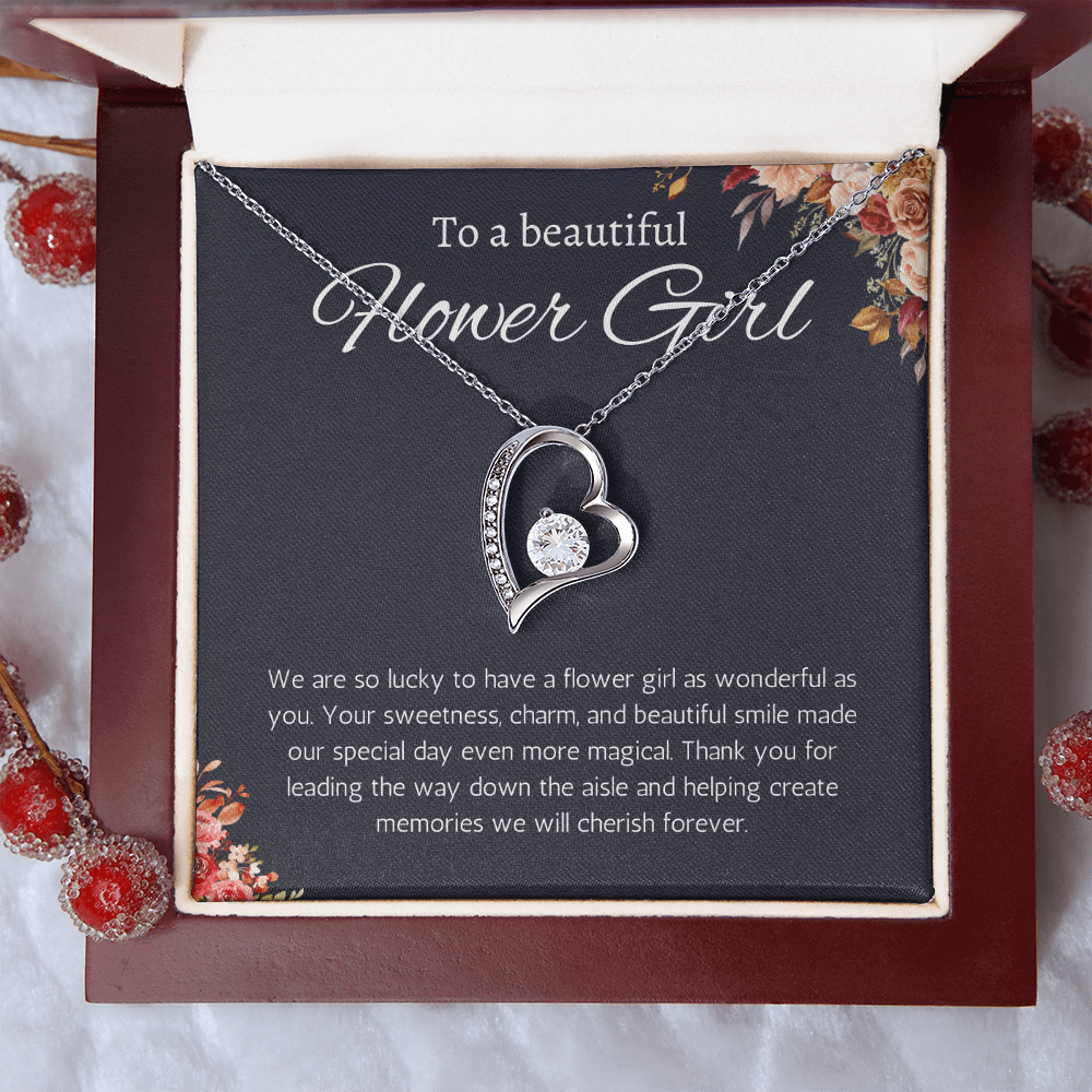 Flower Girl Gift Necklace Flower Girl Thank You Gift Flower Girl Wedding Gift Wedding Bridal Party Forever Love Jewelry