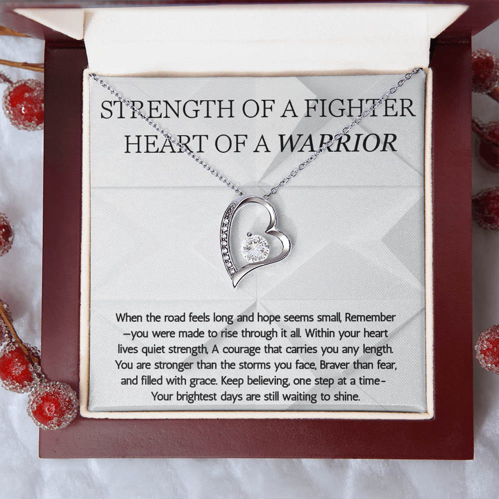 Warrior Forever Love Necklace, Strength of a Fighter Jewelry, Encouragement Gift