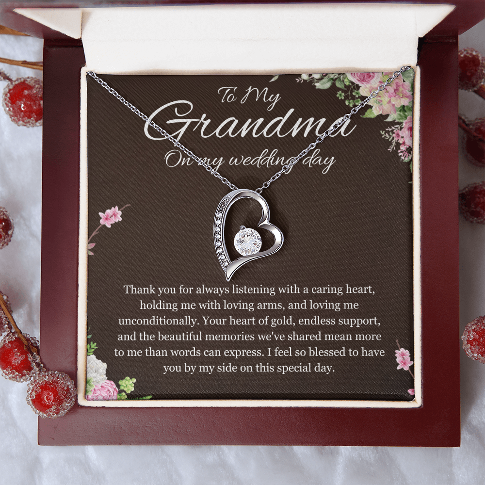 Grandmother of the Bride Gift Necklace Gift to Grandma on Wedding Day Bride Jewelry Forever Love Present
