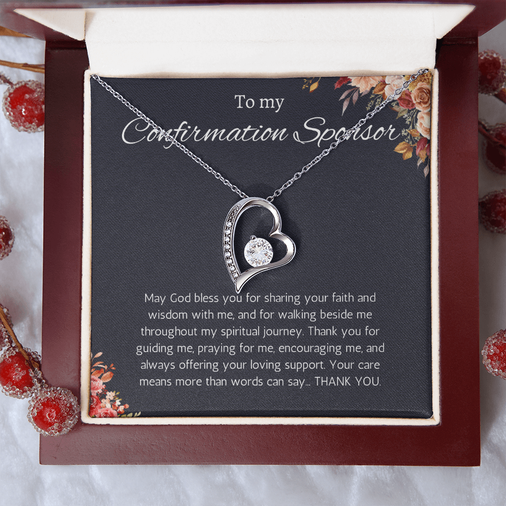 Confirmation Sponsor Gift for Women, Catholic Sponsor Gifts Thank you Gift Sponsor Confirmation Forever Love Jewelry Necklace