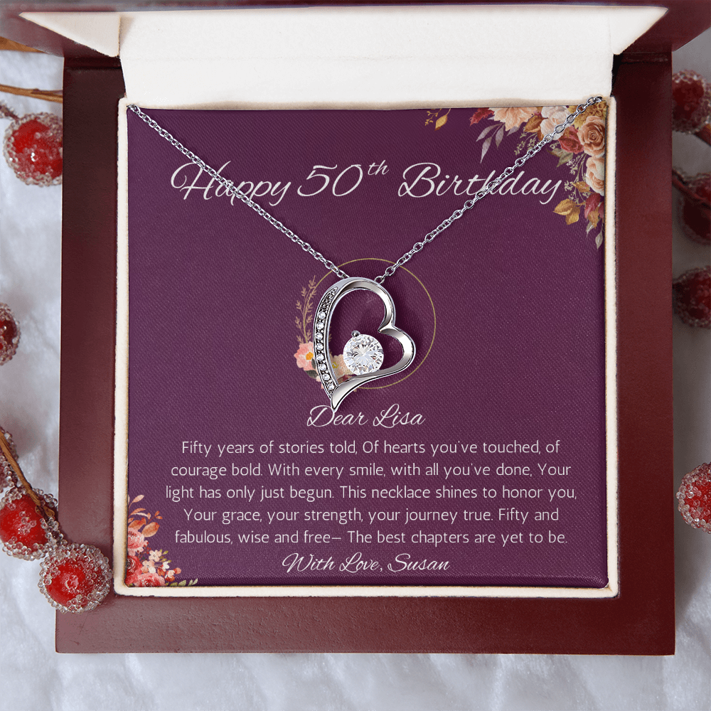 50th Birthday Gift for Women, Personalized 50th Birthday Forever Love Gift Necklace, Fiftieth Birthday Gift Jewelry for Women, Mom, Wife, Sister