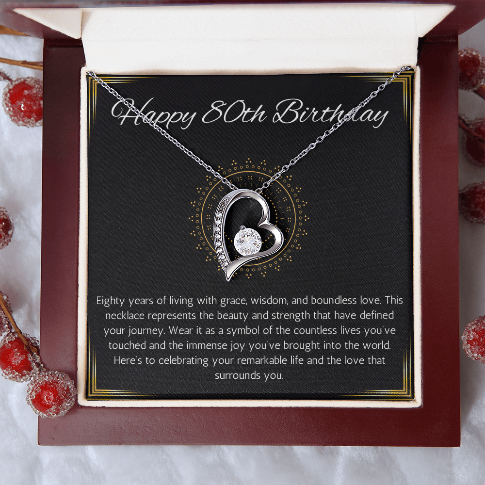 80th birthday gift for women, 80th birthday gift for mom, grandma, nana, Solitaire Crystal Necklace, 80th birthday jewelry necklace, turning 80