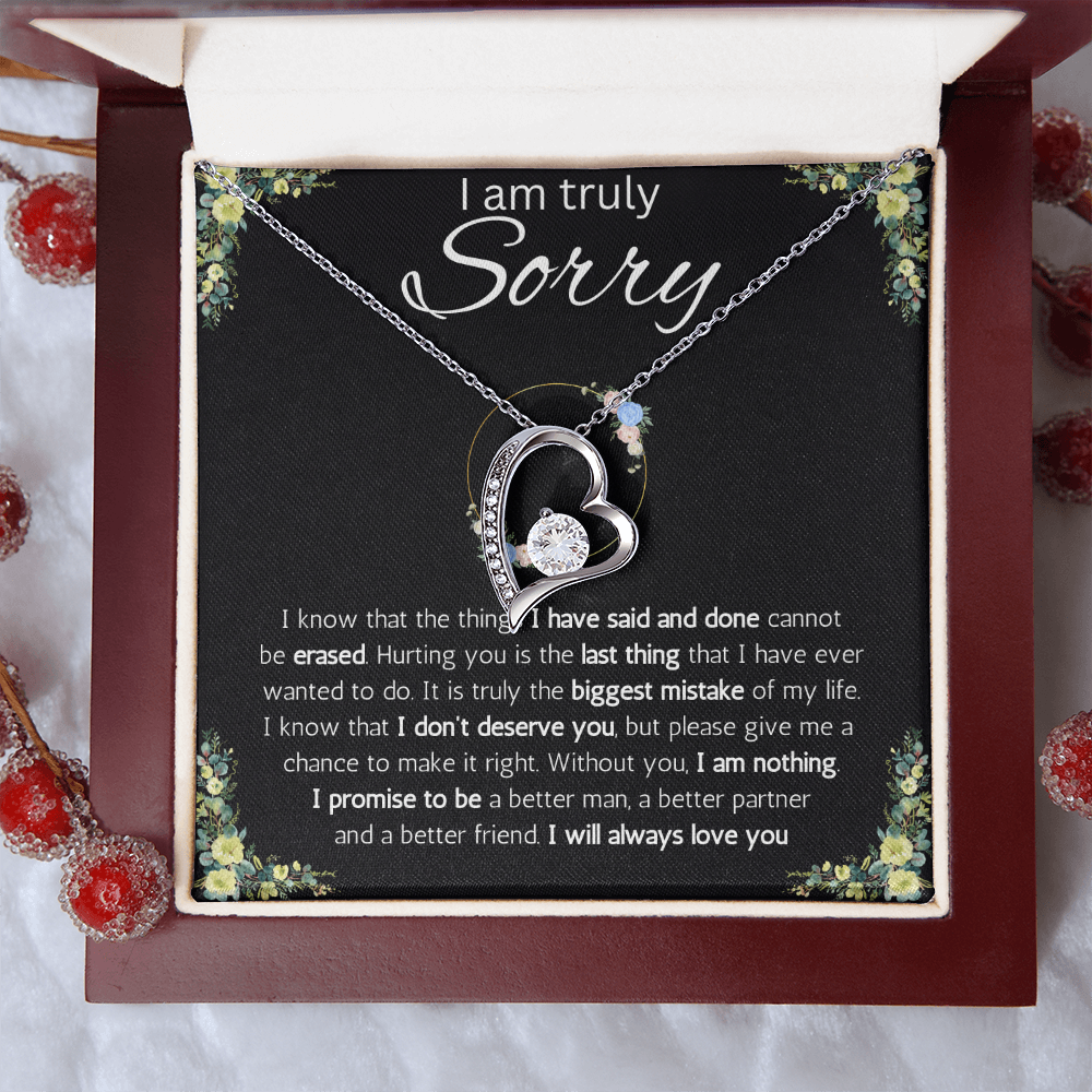 I'm sorry gift for her, apology gifts for her, i love you, i'm sorry gift necklace, sorry, forgiveness Solitaire Crystal necklace with message card