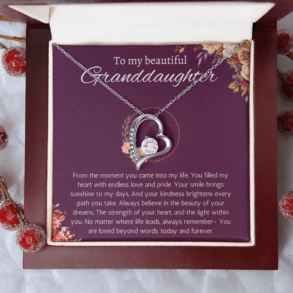 Granddaughter Gift Necklace for Birthday Christmas, Valentines, Mothers Day, Graduation Jewelry from Grandpa Grandma forever Love