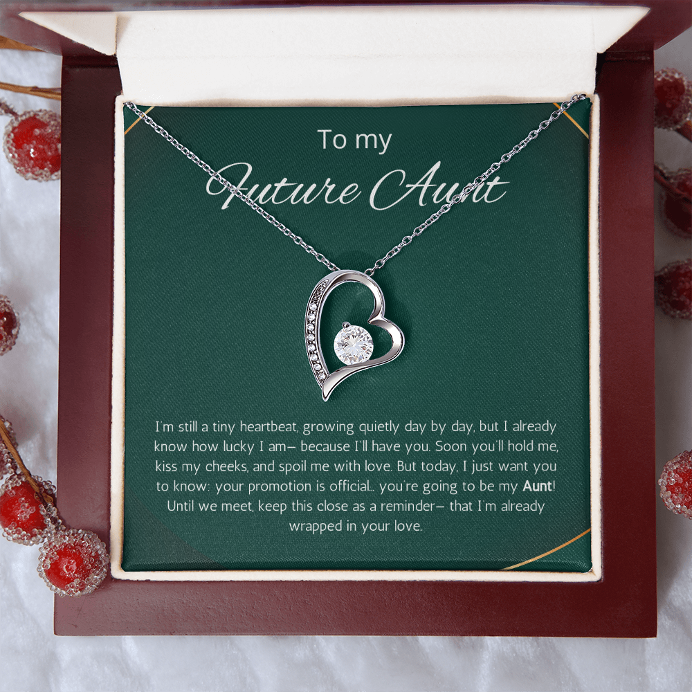 New Aunt Gift Necklace, Promoted to Auntie, Message Card Present For Pregnancy, Gender Reveal, Babyshower Forever Love Jewelry