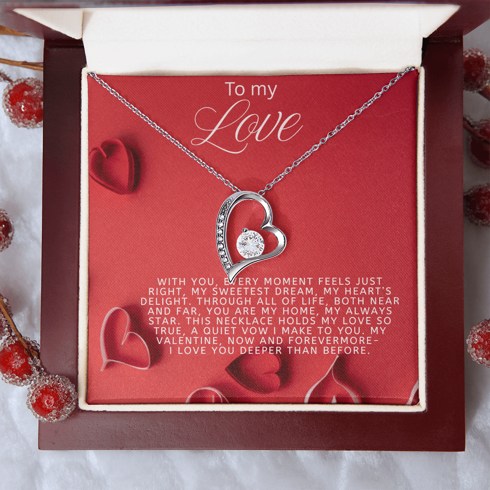 To My Love Gift Necklace for Girlfriend, Wife Valentines Day Gift for Girlfriend, Wife, Forever Love Necklace from Boyfriend husband Partner