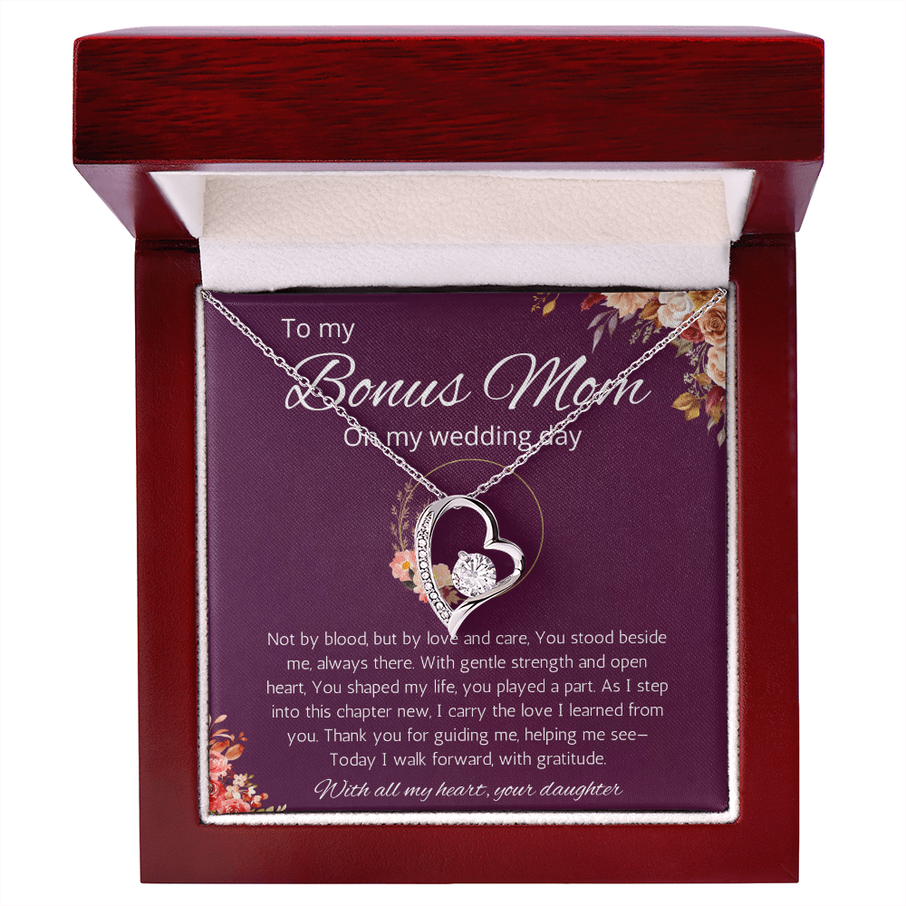 Bonus Mom Gift Necklace from Bride, Step Mother Wedding Gift From bride, Forever Love Gift Necklace From Bride to Stepmom from Stepdaughter