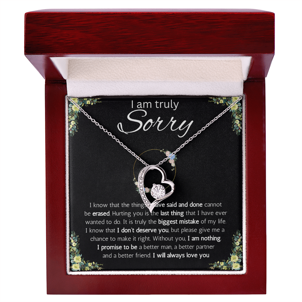 I'm sorry gift for her, apology gifts for her, i love you, i'm sorry gift necklace, sorry, forgiveness Solitaire Crystal necklace with message card