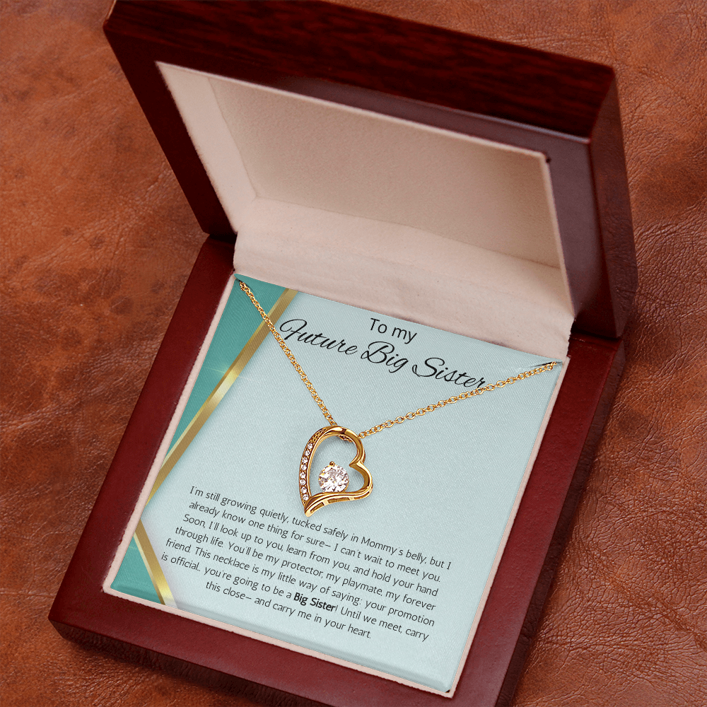 Promoted to Big Sister Gift Necklace Pregnancy Reveal Announcement Forever Love Jewelry Present