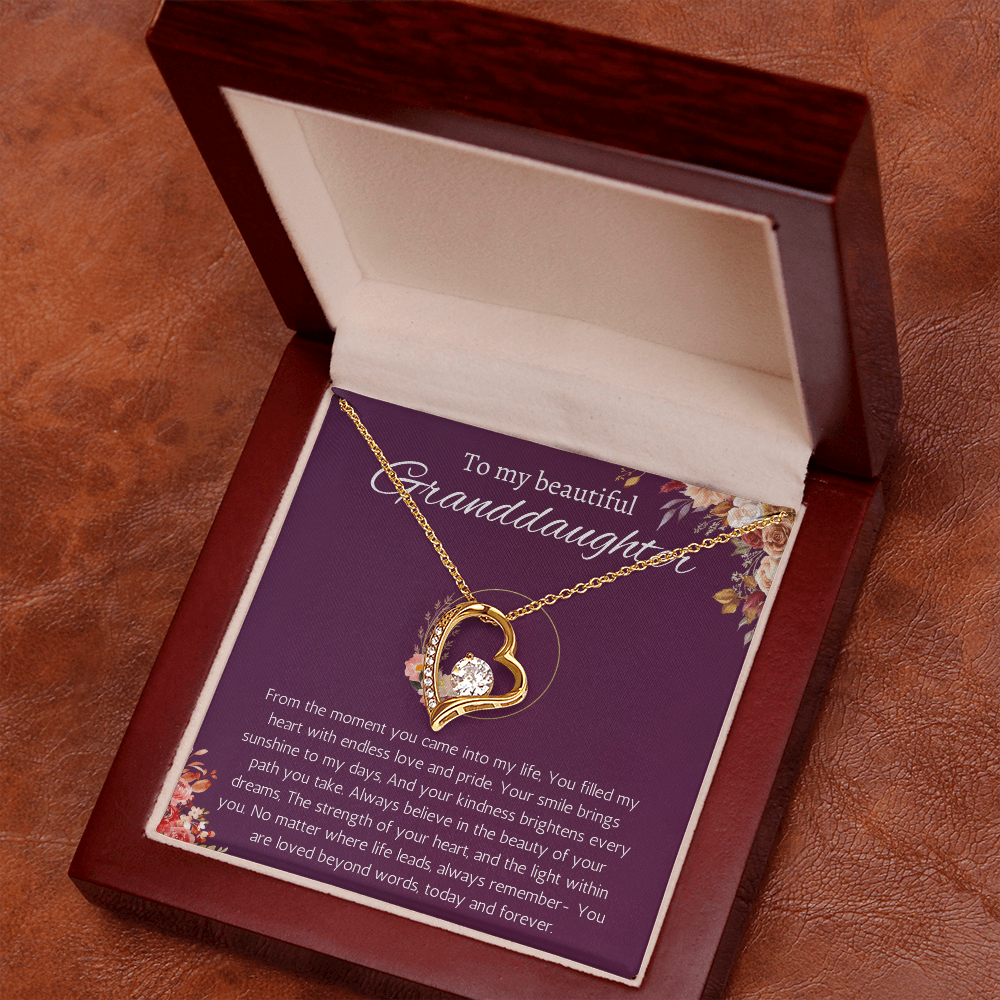 Granddaughter Gift Necklace for Birthday Christmas, Valentines, Mothers Day, Graduation Jewelry from Grandpa Grandma forever Love