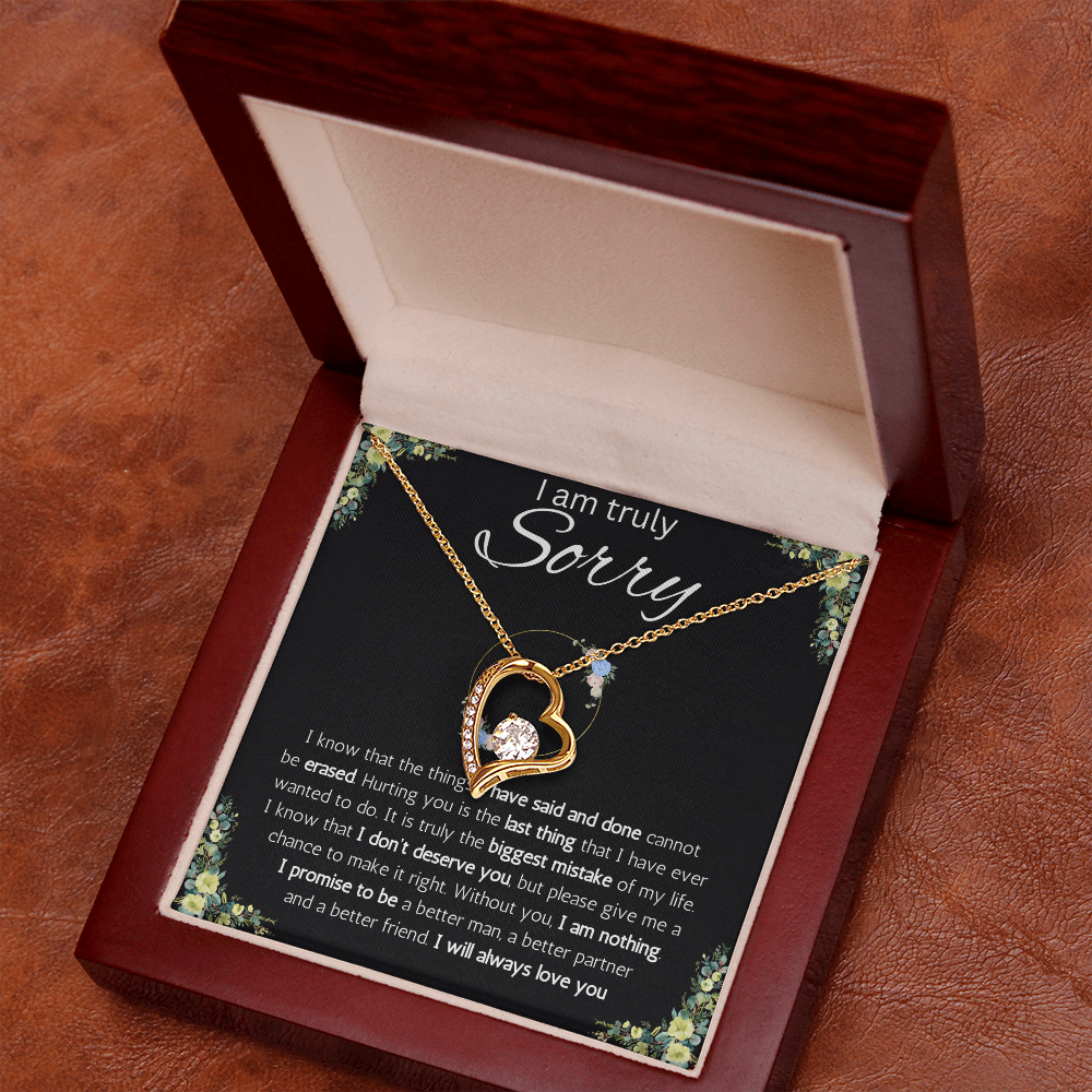 I'm sorry gift for her, apology gifts for her, i love you, i'm sorry gift necklace, sorry, forgiveness Solitaire Crystal necklace with message card