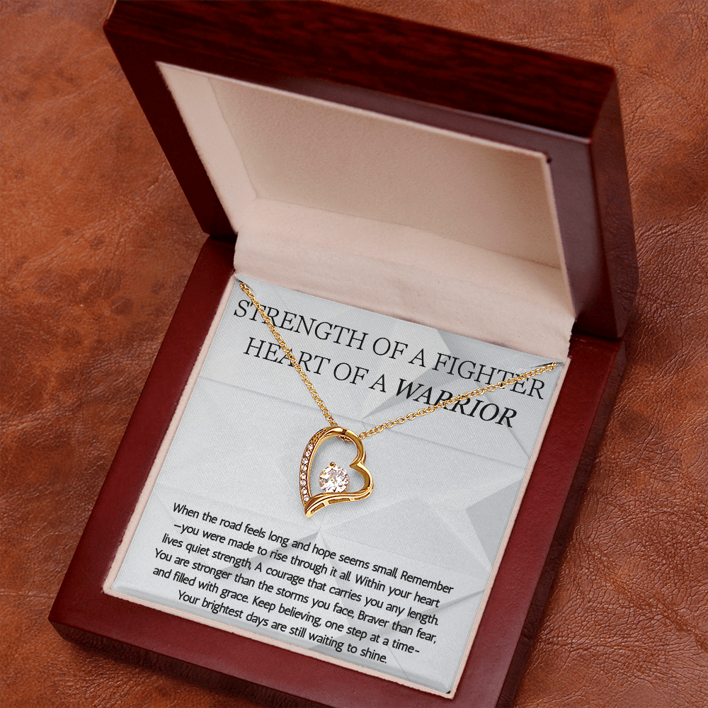 Warrior Forever Love Necklace, Strength of a Fighter Jewelry, Encouragement Gift