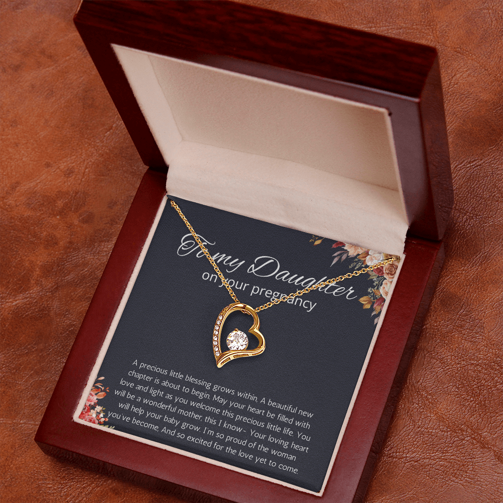Daughter Pregnancy Gift for Baby Shower Necklace, Mom to be Jewelry Pregnant Daughter Gift from Mom Forever Love