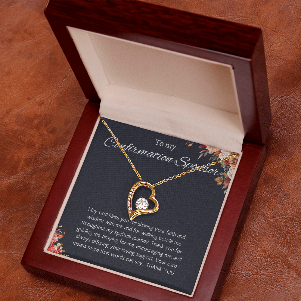 Confirmation Sponsor Gift for Women, Catholic Sponsor Gifts Thank you Gift Sponsor Confirmation Forever Love Jewelry Necklace
