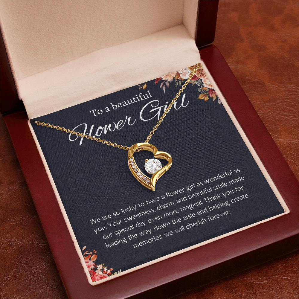 Flower Girl Gift Necklace Flower Girl Thank You Gift Flower Girl Wedding Gift Wedding Bridal Party Forever Love Jewelry