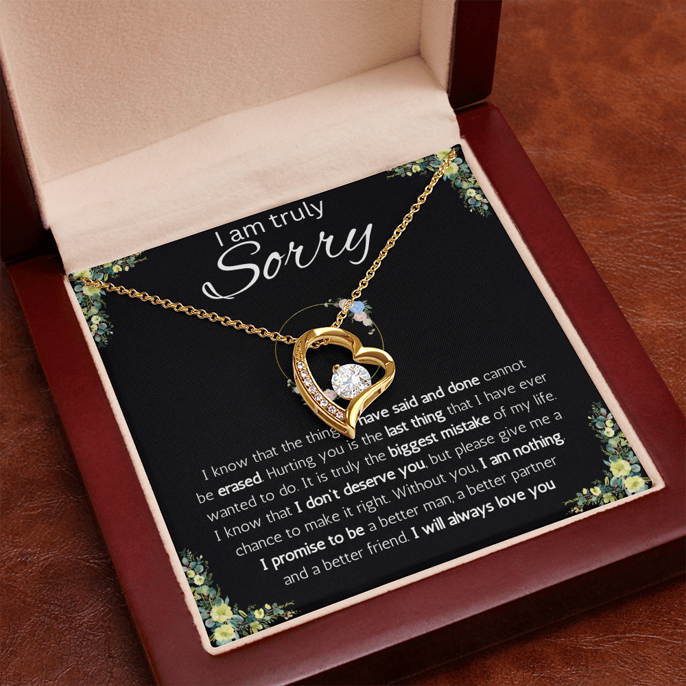I'm sorry gift for her, apology gifts for her, i love you, i'm sorry gift necklace, sorry, forgiveness Solitaire Crystal necklace with message card