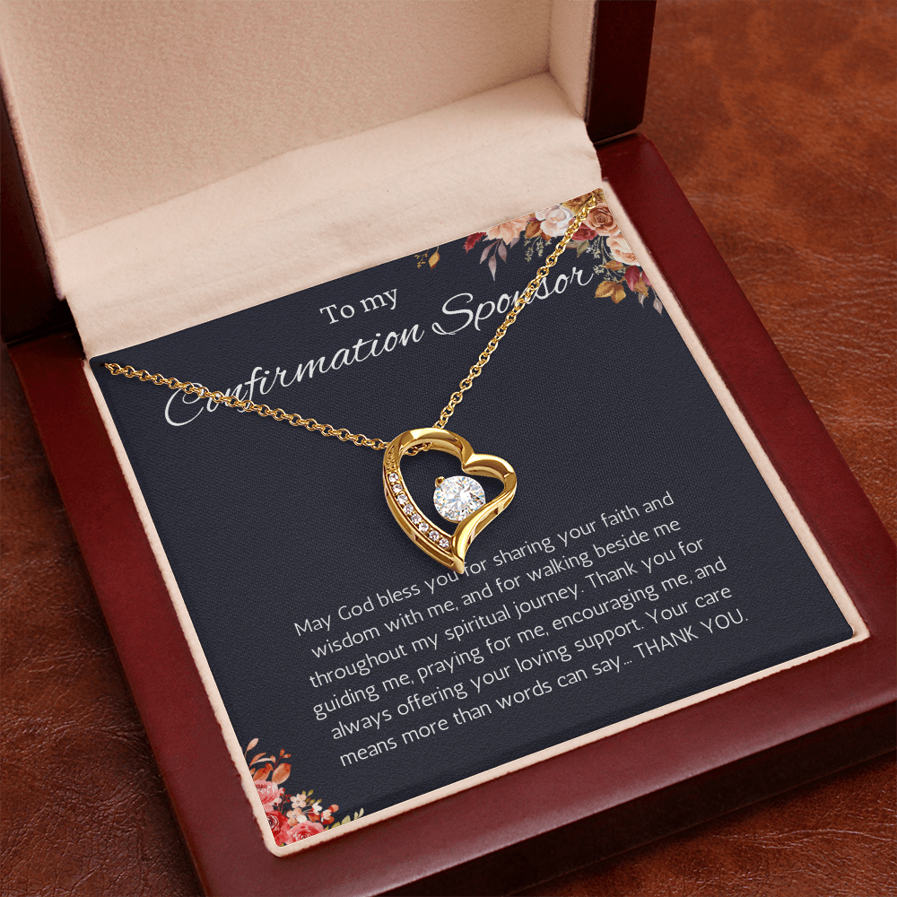 Confirmation Sponsor Gift for Women, Catholic Sponsor Gifts Thank you Gift Sponsor Confirmation Forever Love Jewelry Necklace