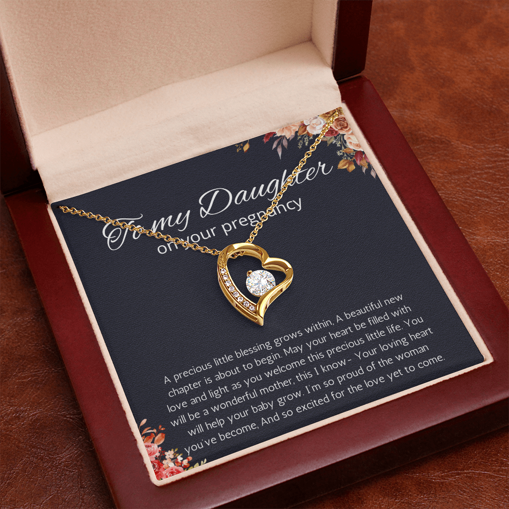 Daughter Pregnancy Gift for Baby Shower Necklace, Mom to be Jewelry Pregnant Daughter Gift from Mom Forever Love