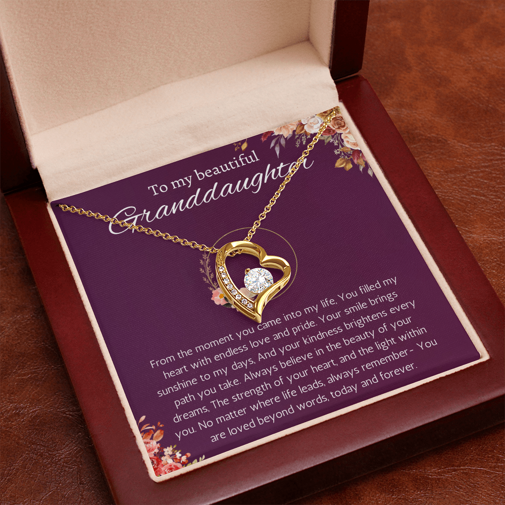 Granddaughter Gift Necklace for Birthday Christmas, Valentines, Mothers Day, Graduation Jewelry from Grandpa Grandma forever Love