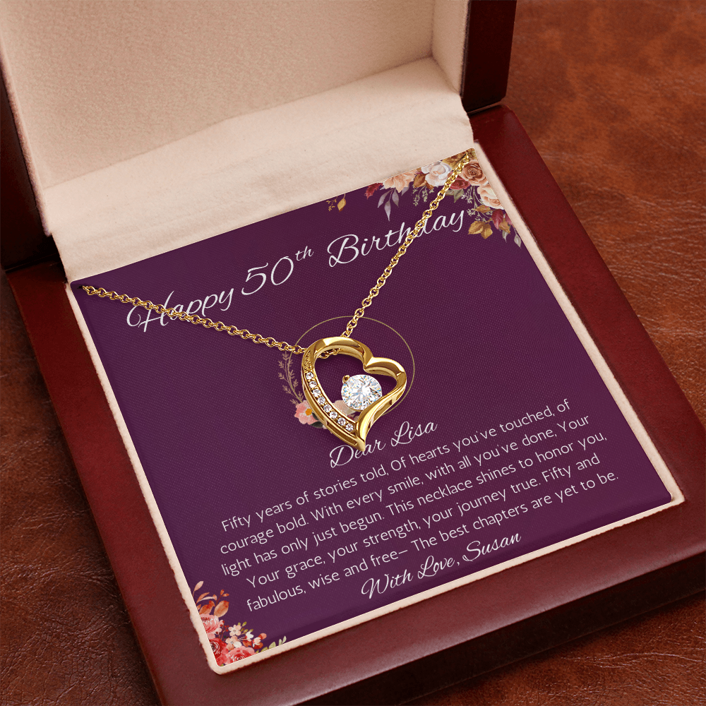 50th Birthday Gift for Women, Personalized 50th Birthday Forever Love Gift Necklace, Fiftieth Birthday Gift Jewelry for Women, Mom, Wife, Sister