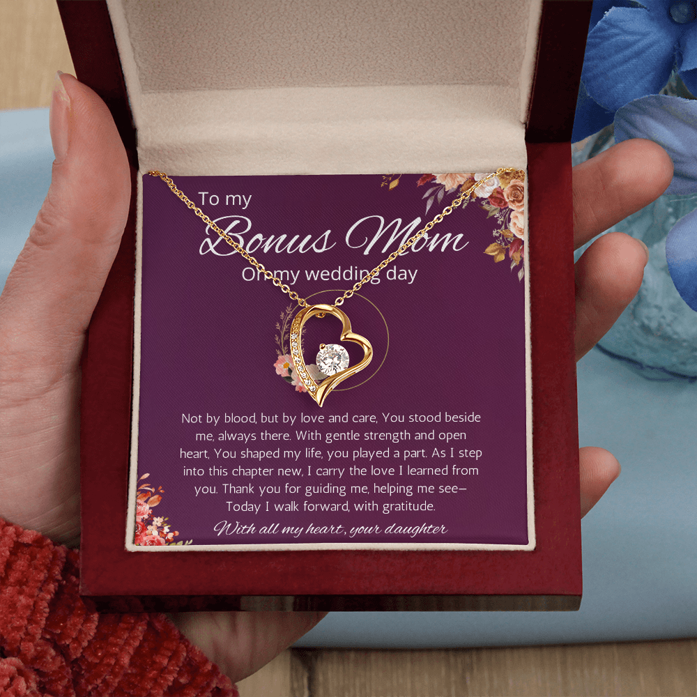 Bonus Mom Gift Necklace from Bride, Step Mother Wedding Gift From bride, Forever Love Gift Necklace From Bride to Stepmom from Stepdaughter