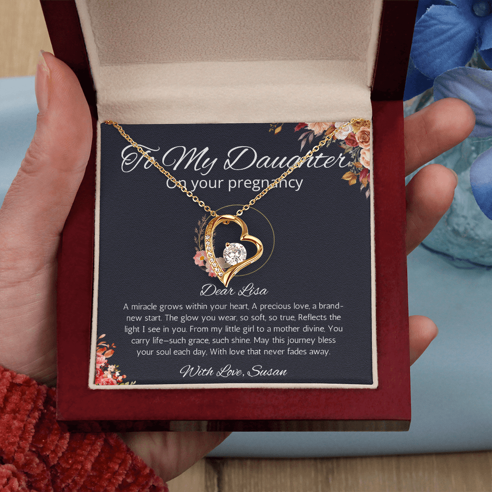 Daughter Pregnancy Gift Necklace, Personalized Gift From Mom, Baby shoer Gift  Forever Love Jewelry for  Pregnant Daughter Gift from Mom