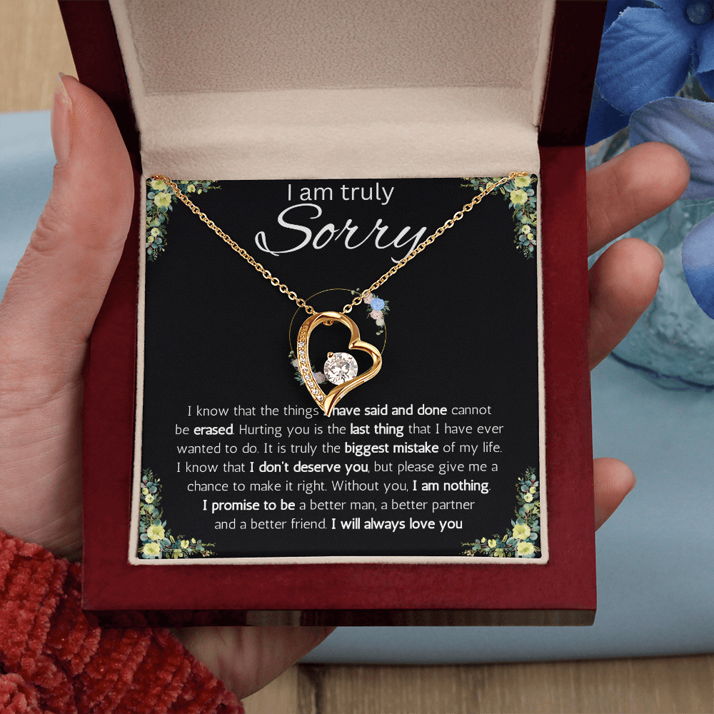 I'm sorry gift for her, apology gifts for her, i love you, i'm sorry gift necklace, sorry, forgiveness Solitaire Crystal necklace with message card